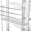 Carrello-Isola-da-Cucina-Salvaspazio-in-Legno-di-Pino,-Carrello-Portavivande-con-4-Ruote-Cassetto-3-Cesti-Estraibili-Portafrutta,-Bianco-VB5801-130WTVB5