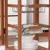 Carrello-Isola-da-Cucina-Salvaspazio-in-Legno-di-Pino,-Carrello-Portavivande-con-4-Ruote-Cassetto-3-Cesti-Estraibili-Portafrutta,-Bianco-VB5801-130WTVB5