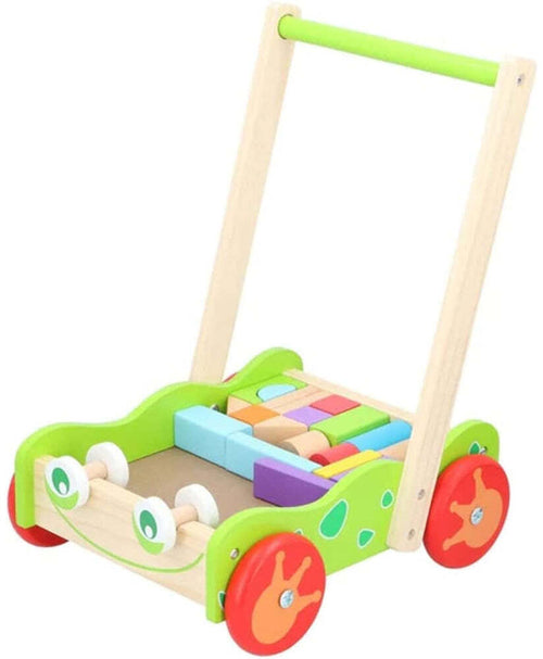 Carrello per Imparare a Camminare per Bambini con Blocchi in Legno Colorato