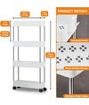 Carrello Portaoggetti 4 Livelli Salvaspazio A 4 Ruote Scaffale Per Cucina Bagno