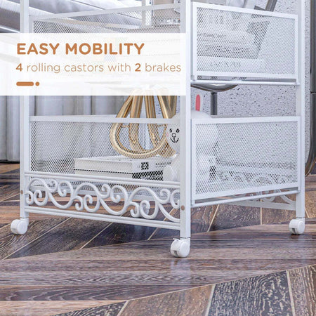 Carrello-Portaoggetti-a-3-Livelli-in-Truciolato-e-Acciaio,-34x29.5x57.5-cm,-Bianco-HJ9850-285V00WTHJ9