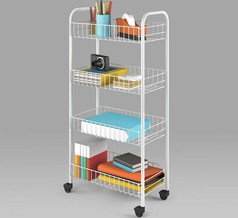 CARRELLO PORTAOGGETTI PORTA OGGETTI 4 RIPIANI BIANCO PER CUCINA BAGNO 30x40x77cm  Trade Shop italia - Napoli, Commerciovirtuoso.it