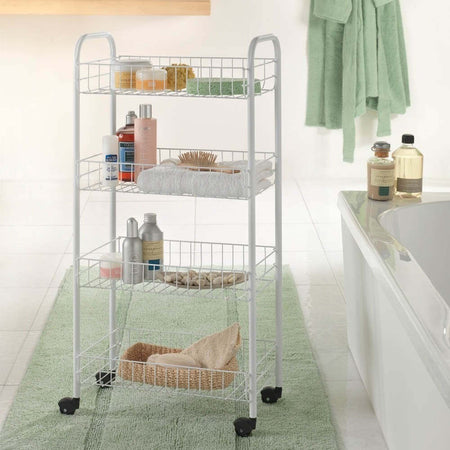 CARRELLO PORTAOGGETTI PORTA OGGETTI 4 RIPIANI BIANCO PER CUCINA BAGNO 30x40x77cm  Trade Shop italia - Napoli, Commerciovirtuoso.it