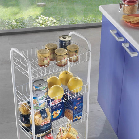 CARRELLO PORTAOGGETTI PORTA OGGETTI 4 RIPIANI BIANCO PER CUCINA BAGNO 30x40x77cm  Trade Shop italia - Napoli, Commerciovirtuoso.it