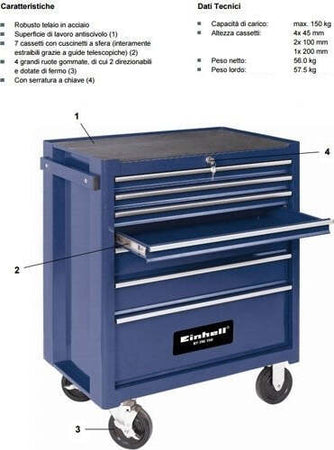 Carrello Professionale Per Oicina Porta Utensili Ed Attrezzi Einhell Bt-tw 150 Fai da te/Organizzazione casa e magazzini/Organizzazione di utensili/Cassette porta attrezzi Trade Shop italia - Napoli, Commerciovirtuoso.it