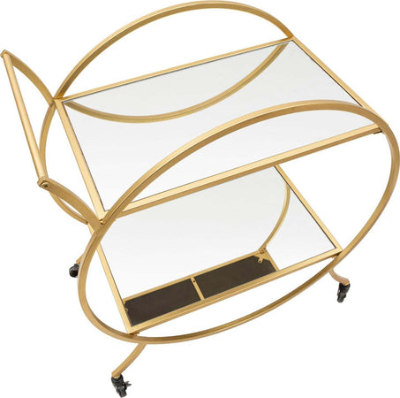 Carrello-round-struttura-in-ferro-color-oro-con-ruote-e-2-ripiani-per-interni