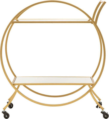Carrello-round-struttura-in-ferro-color-oro-con-ruote-e-2-ripiani-per-interni