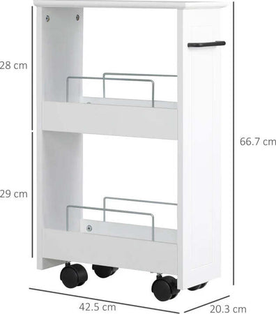 Carrello-Salvaspazio-Multiuso-in-Legno-MDF-e-Ruote,-42.5x20.3x66.7cm,-Bianco-TY9838-280V00WTTY9