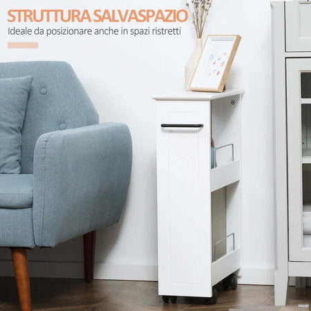 Carrello-Salvaspazio-Multiuso-in-Legno-MDF-e-Ruote,-42.5x20.3x66.7cm,-Bianco-TY9838-280V00WTTY9