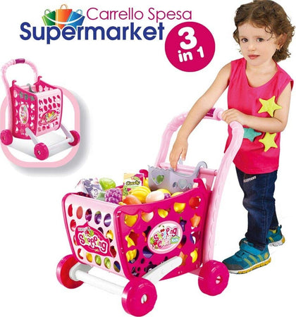 CARRELLO SPESA SUPERMARKET PER BAMBINI ROSA AZZURRO CON FRUTTA E VERDURA 3IN1 Giochi e giocattoli/Giochi d'imitazione e accessori di travestimento/Negozi e accessori Trade Shop italia - Napoli, Commerciovirtuoso.it