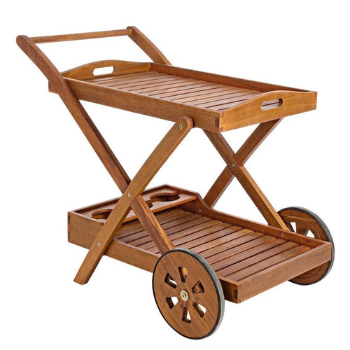 Carrello Noemi in legno di acacia con finitura ad olio h 76 cm