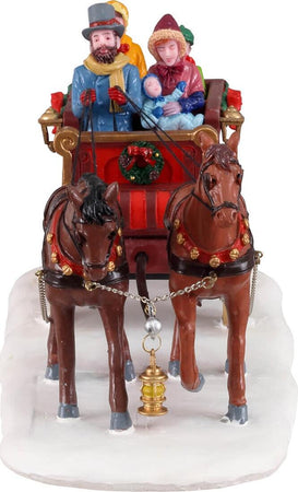 Carro natalizio con cavalli in poliresina decorazione per villaggio di Natale Casa e cucina/Decorazioni per interni/Addobbi e decorazioni per ricorrenze/Decorazioni natalizie/Oggettistica MagiediNatale.it - Altamura, Commerciovirtuoso.it