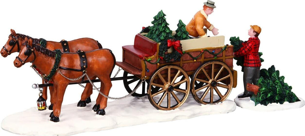 Carrozza con alberi di Natale e cavalli in poliresina per villaggio natalizio Casa e cucina/Decorazioni per interni/Addobbi e decorazioni per ricorrenze/Decorazioni natalizie/Oggettistica MagiediNatale.it - Altamura, Commerciovirtuoso.it