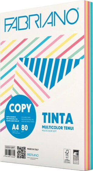 Carta Copy Tinta Multicolor - A4 - 80 gr - mix 5 colori tenui - Fabriano - conf. 250 fogli Casa e cucina/Hobby creativi/Carta e lavorazione della carta/Carta/Carta decorativa Eurocartuccia - Pavullo, Commerciovirtuoso.it