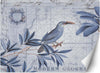 Carta-Da-Parati,-3D-Leaf-Card-Shabby-Chic-Bird-Blue