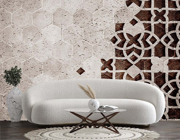 Carta-Da-Parati,-3D-Ornamento-orientale