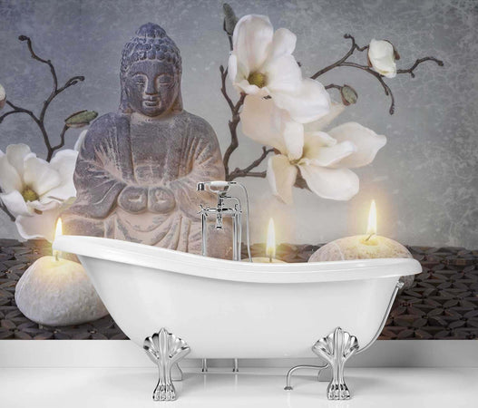 Carta-Da-Parati,-Buddha-con-candele