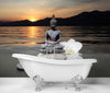 Carta-Da-Parati,-Buddha-su-pietre-al-tramonto