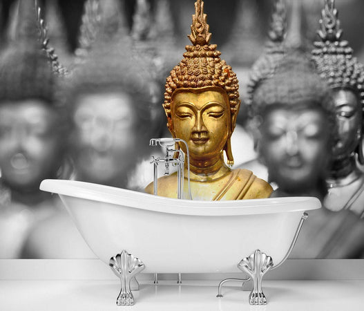 Carta-Da-Parati,-Buddha-Zen-d'oro