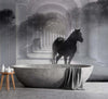 Carta-Da-Parati,-Cavallo-Tunnel-3D-Colonne-Grigio