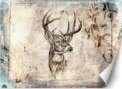 Carta-Da-Parati,-Cervo-Vintage-Beige