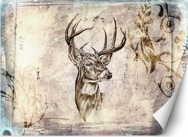 Carta-Da-Parati,-Cervo-Vintage-Beige