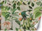 Carta-Da-Parati,-Collage-di-pappagalli-colorati-nella-giungla