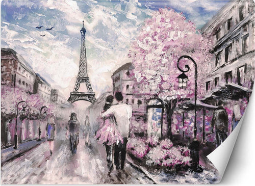 Carta-Da-Parati,-Coppia-Parigi-dipinta-di-rosa