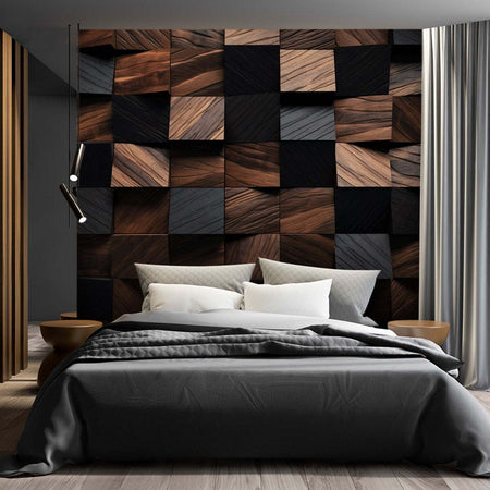 Carta-Da-Parati,-Cubo-di-legno-a-mosaico-3D