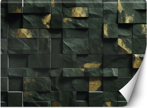 Carta-Da-Parati,-Cubo-verde-a-mosaico-3D