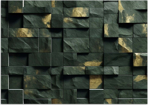 Carta-Da-Parati,-Cubo-verde-a-mosaico-3D