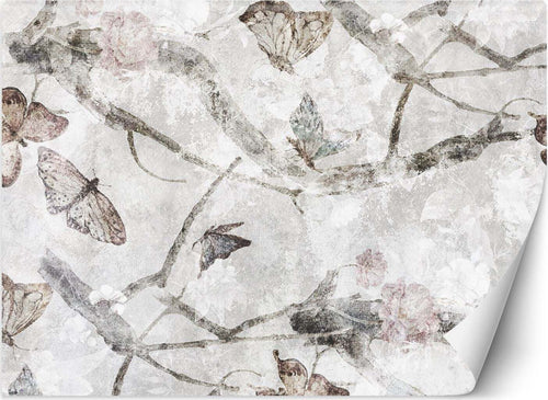 Carta-Da-Parati,-Farfalle-Acquerello-Calcestruzzo