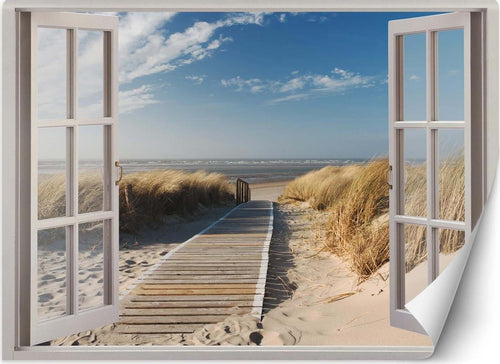 Carta-Da-Parati,-Finestra-con-vista-sulla-discesa-alla-spiaggia