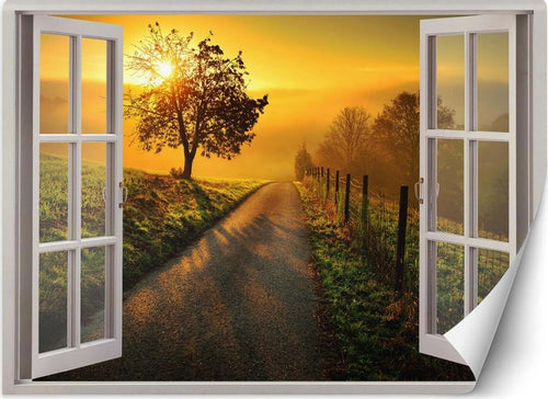 Carta-Da-Parati,-Finestra-Tramonto-sulla-strada