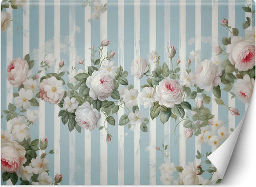 Carta-Da-Parati,-Fiori-bianchi-Vintage