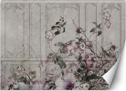 Carta-Da-Parati,-Fiori-di-campo-in-calcestruzzo-vintage