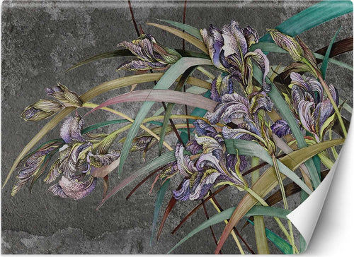 Carta-Da-Parati,-Fiori-di-Iris-Viola-Piante