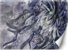 Carta-Da-Parati,-Fiori-di-ninfea-dipinti-a-mano-Piante-Viollet-Blu-Viola