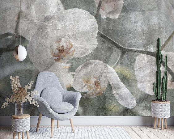 Carta-Da-Parati,-Fiori-di-orchidea-retrò