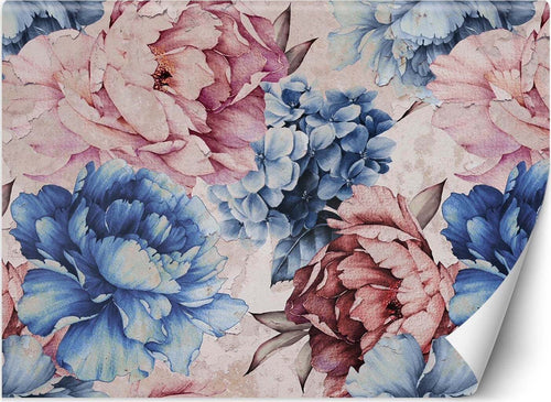 Carta-Da-Parati,-Fiori-di-peonia-Acquerello-pastello-3D