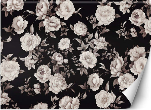 Carta-Da-Parati,-Fiori-in-bianco-e-nero