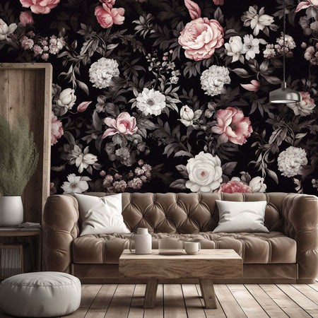 Carta-Da-Parati,-Fiori-Peonie-Rose