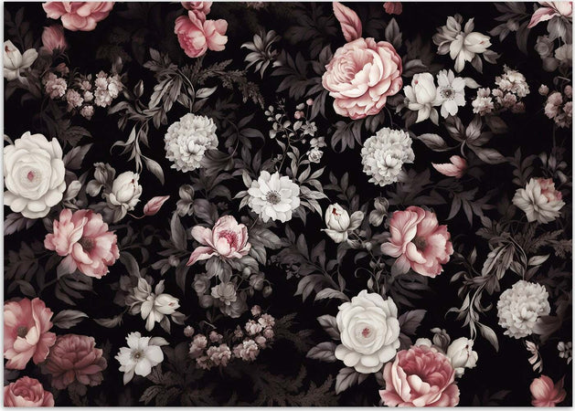 Carta-Da-Parati,-Fiori-Peonie-Rose