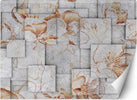 Carta-Da-Parati,-Fiori-su-sfondo-geometrico
