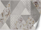 Carta-Da-Parati,-Fiori-su-texture-grigia