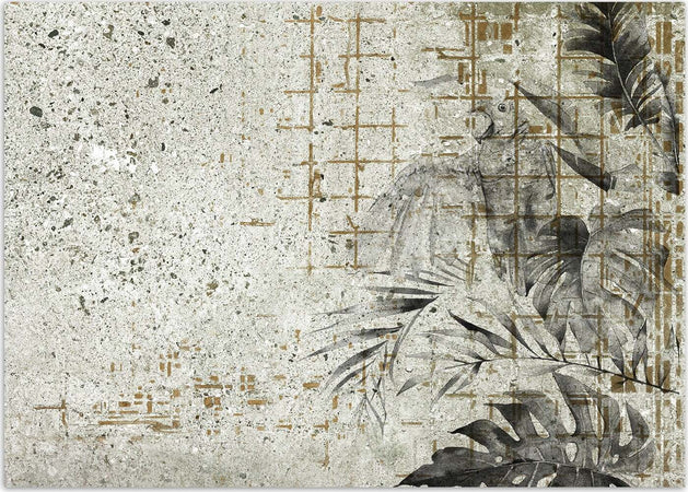 Carta-Da-Parati,-Foglie-di-Monstera-Foglie-di-calcestruzzo-Parete