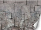 Carta-Da-Parati,-Foglie-di-palma-3d-Grigio