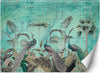 Carta-Da-Parati,-Foglie-di-palma-3D-turchese-tropicale