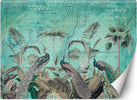 Carta-Da-Parati,-Foglie-di-palma-3D-turchese-tropicale