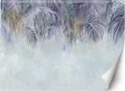 Carta-Da-Parati,-Foglie-di-palma-fogliame-viola-blu-3D